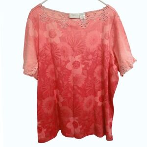 Liz Claiborne Fashion Essentials Women's Floral Ombre Top, Size 2X NWT